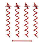 7Penn Ground Anchors Screw In 4 Pack - 16 Inch Red Spiral Dog Leash Ground Anchor Tie Down - Heavy Duty Rv Canopy Stakes For Hig