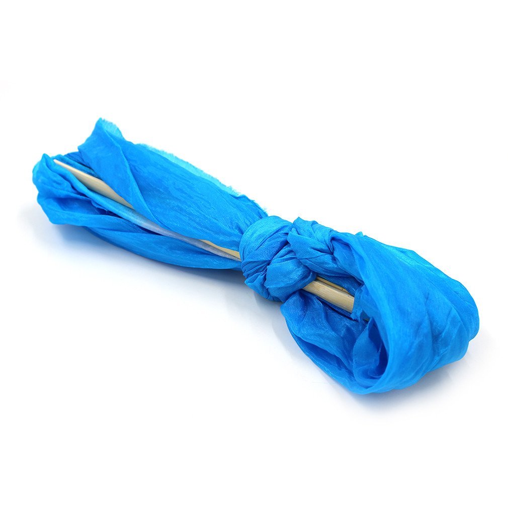 Weisipu 18M Artificial Silk Belly Dance Handmade Bamboo Fans Veils Right Hand(Blue)