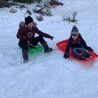 Slippery Racer Downhill Sprinter Flexible Kids Toddler Plastic Cold-Resistant Toboggan Snow Sled With Pull Rope And Handles, Gre