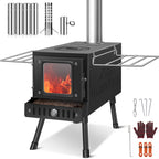 Huskfirm Wood Burning Stove,Tent Stove For Heating,Folding Portable Wood Stove For Tent,Cooking,Courtyard,Camping Stove Include