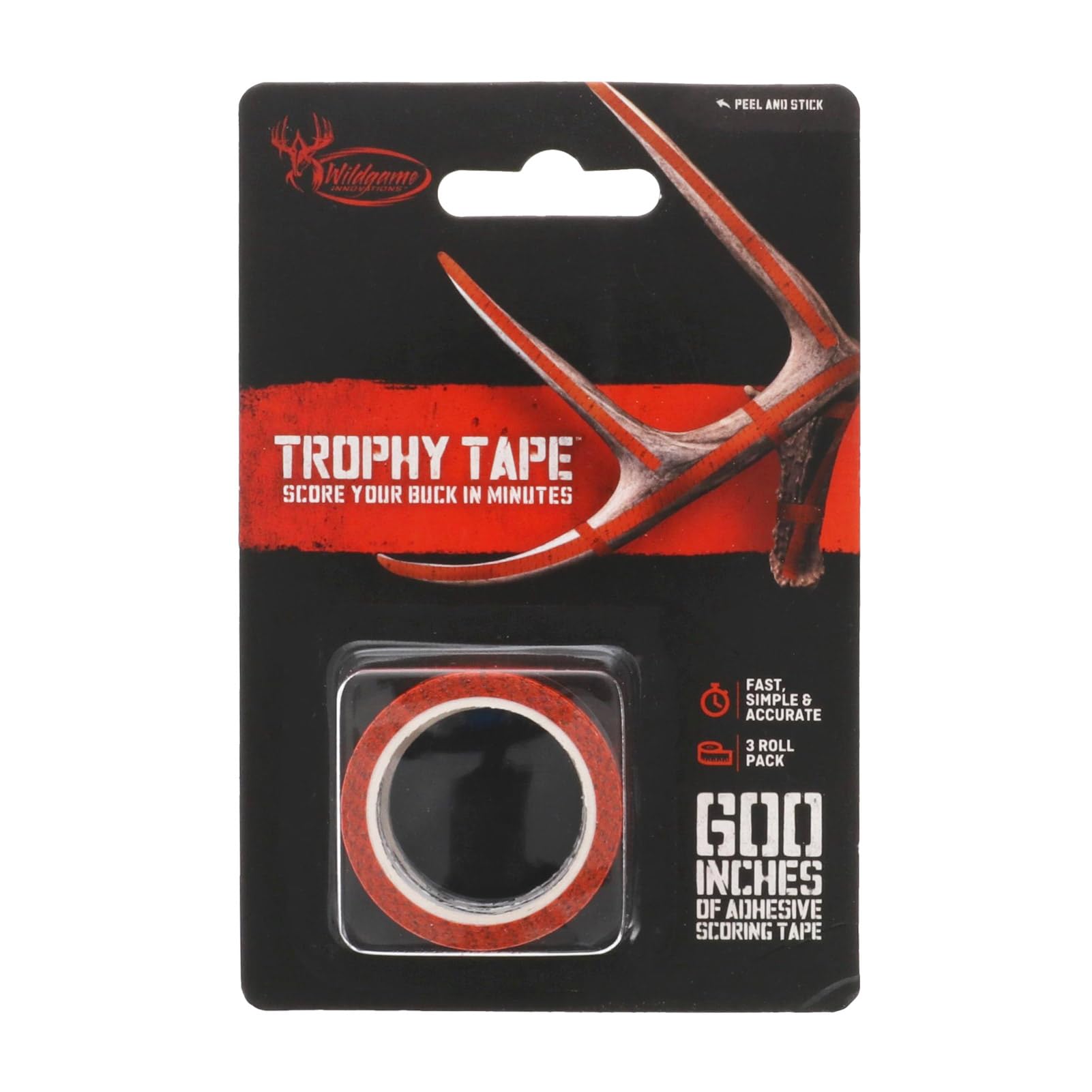 WILDGAME INNOVATIONS Trophy Tape, 3 Roll Pack | Easy-to-Remove Accurate Bright Orange 600in Adhesive Scoring Tape for Measuring 