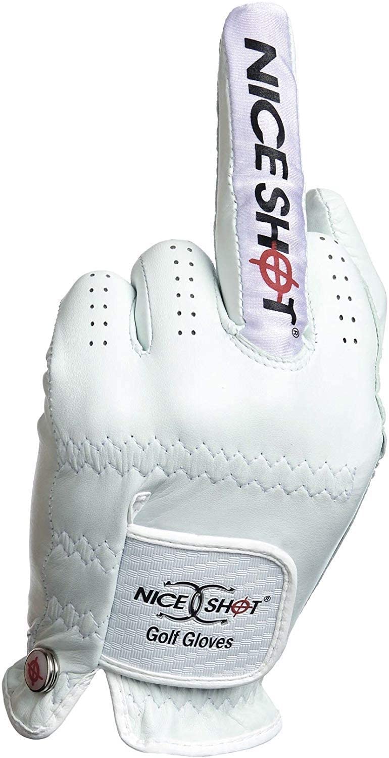 Nice Shot The Bird Golf Glove White Cabretta Leather Men'S Left Hand - Cadet Xlarge