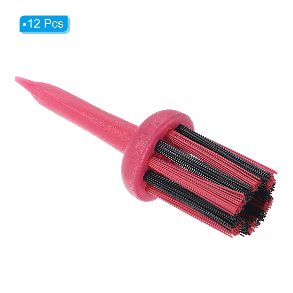 Patikil Golf Tee Brush Top 2 Inch, 12 Pack Unbreakable Plastic Golfing Tees Low Friction Resistance For Men And Women, Red