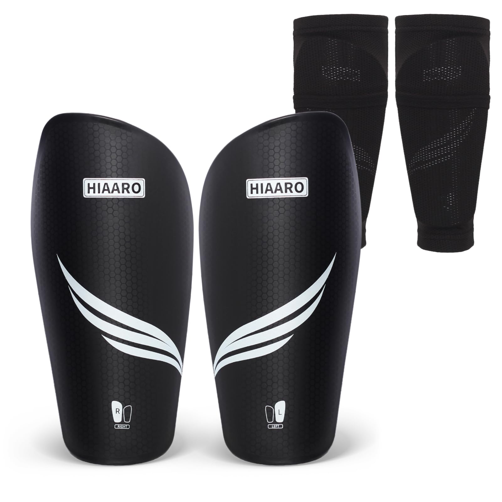 Hiaaro Soccer Shin Guards For Kids Youth Adults, Shin Pads And Sleeves With Optimized Insert Pocket, Protective Soccer Equipment
