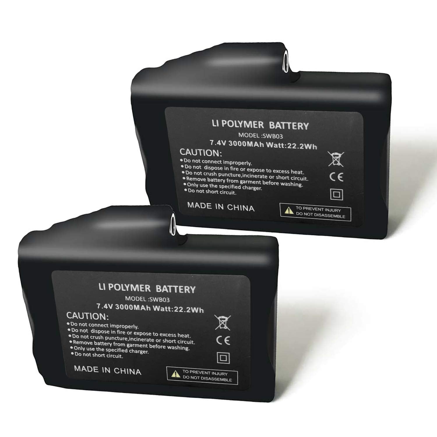 Sun Will Rechargeable 7.4V 3000MAH Lithium Polymer Batteries for Heated Gloves Socks Hats Balaclava Ski Mask Thermal Underwears 