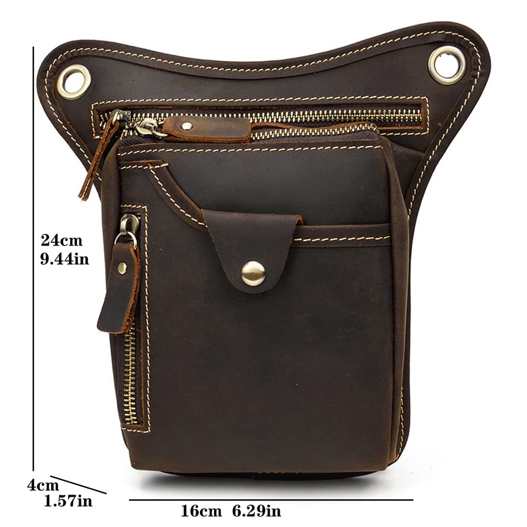 Kpywzer Vintage Leather Drop Leg Bag For Men Women Thigh Hip Bum Waist Fanny Pack Motorcycle Bike Riding Cycling Multi-Purpose T