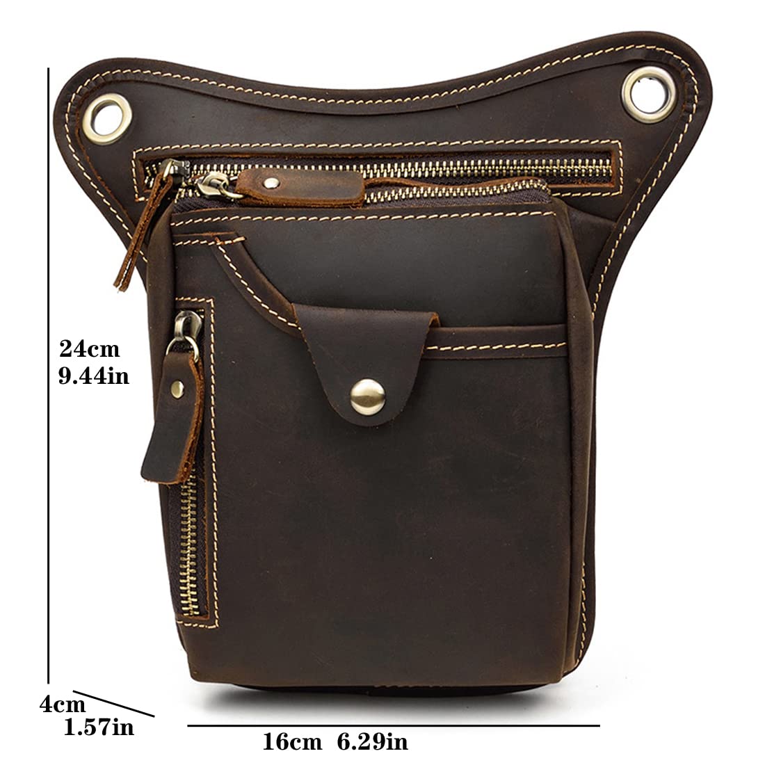 Kpywzer Vintage Leather Drop Leg Bag For Men Women Thigh Hip Bum Waist Fanny Pack Motorcycle Bike Riding Cycling Multi-Purpose T