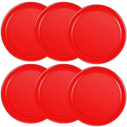 3 1/4 Inches Air Hockey Pucks 6 Pack Full Size Heavy Replacement Pucks for Game Tables Equipment Accessories (Red)