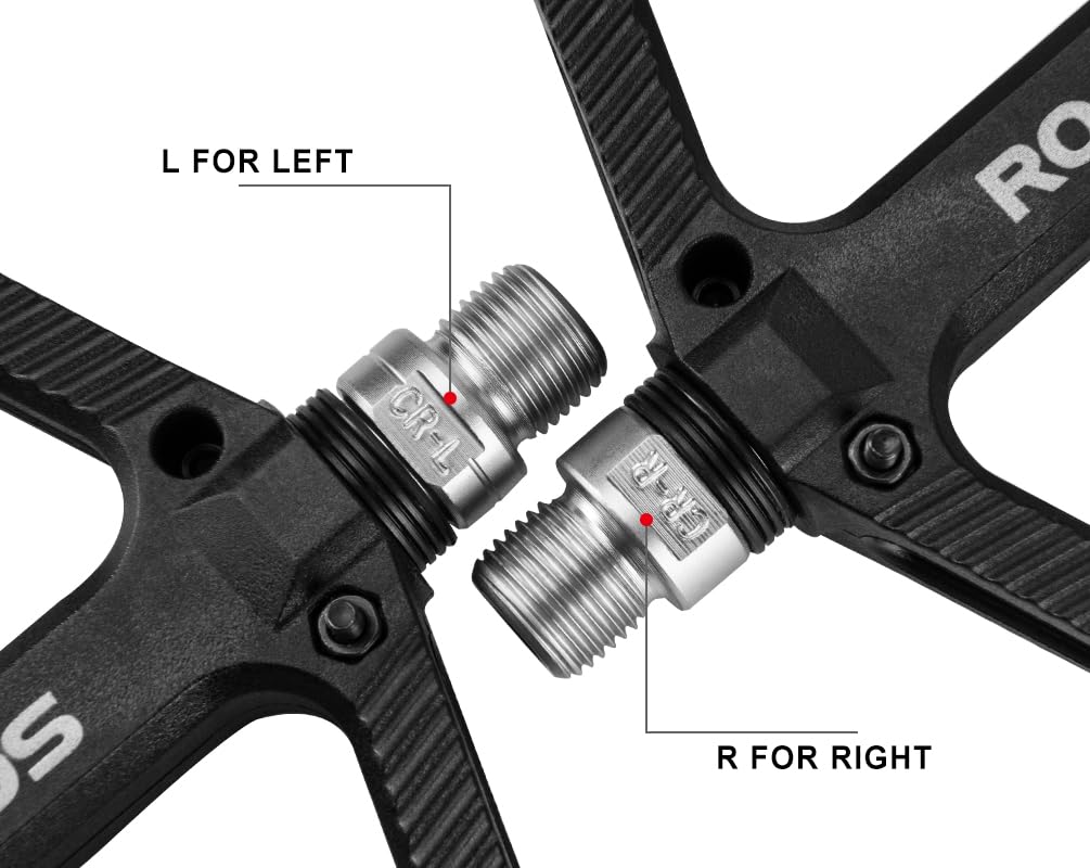 Rock Bros Mountain Bike Pedals Nylon Composite Bearing 9/16'' Mtb Bicycle Pedals With Wide Flat Platform Black