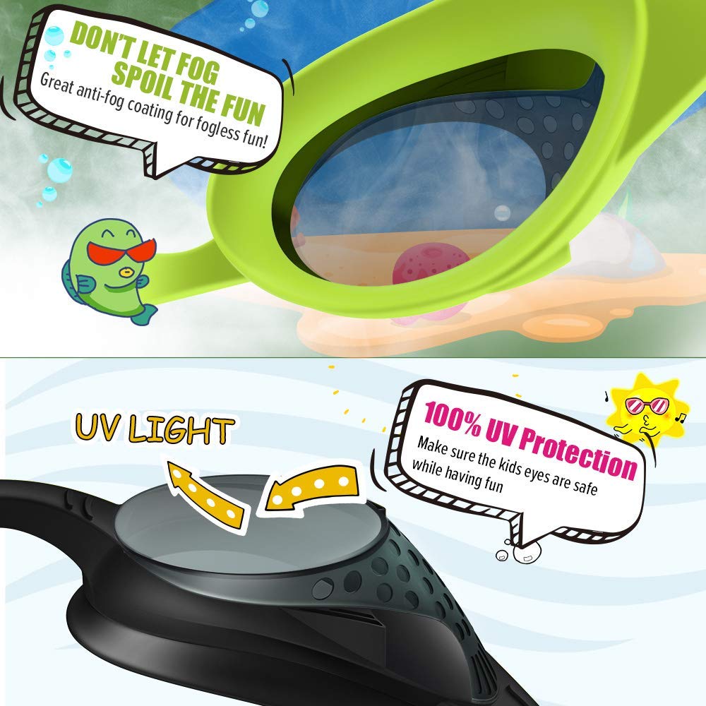 Outdoormaster Kids Swim Goggles 2 Pack - Quick Adjustable Strap Swimming Goggles For Kids - C
