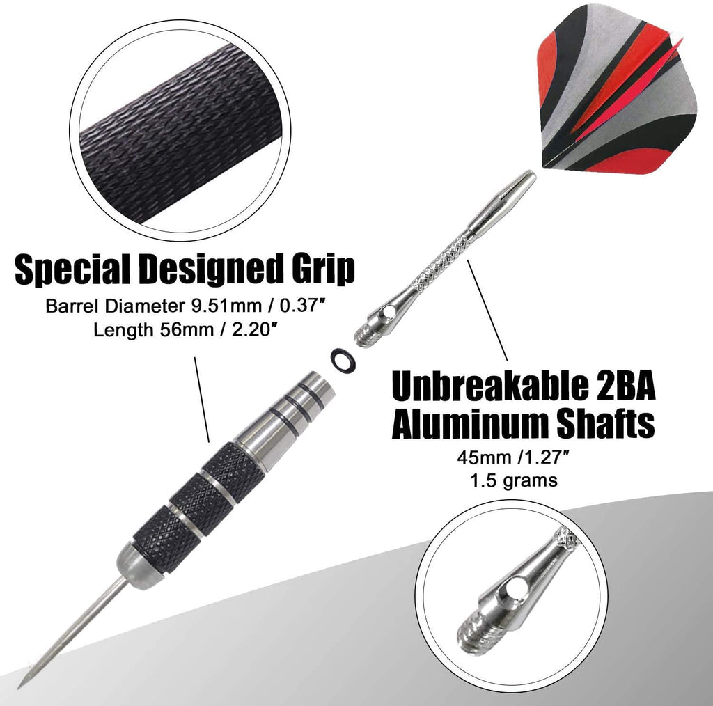 Winsdart Darts Metal Tip Set Professional Metal Darts For Dartboard Steel Tip Darts With Nonslip Iron Barrel Aluminum Dart Shaft