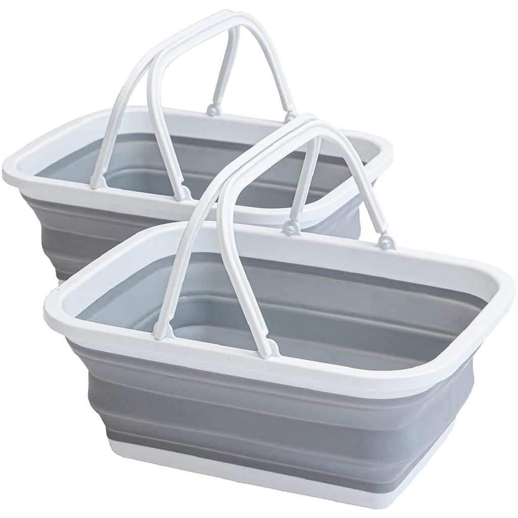 Yeto Collapsible Sink 2 Pack Outdoor Camping Picnic Basket 8L/2Gal Lightweight Portable Foldable Dish Washing Basin/Bucket With 