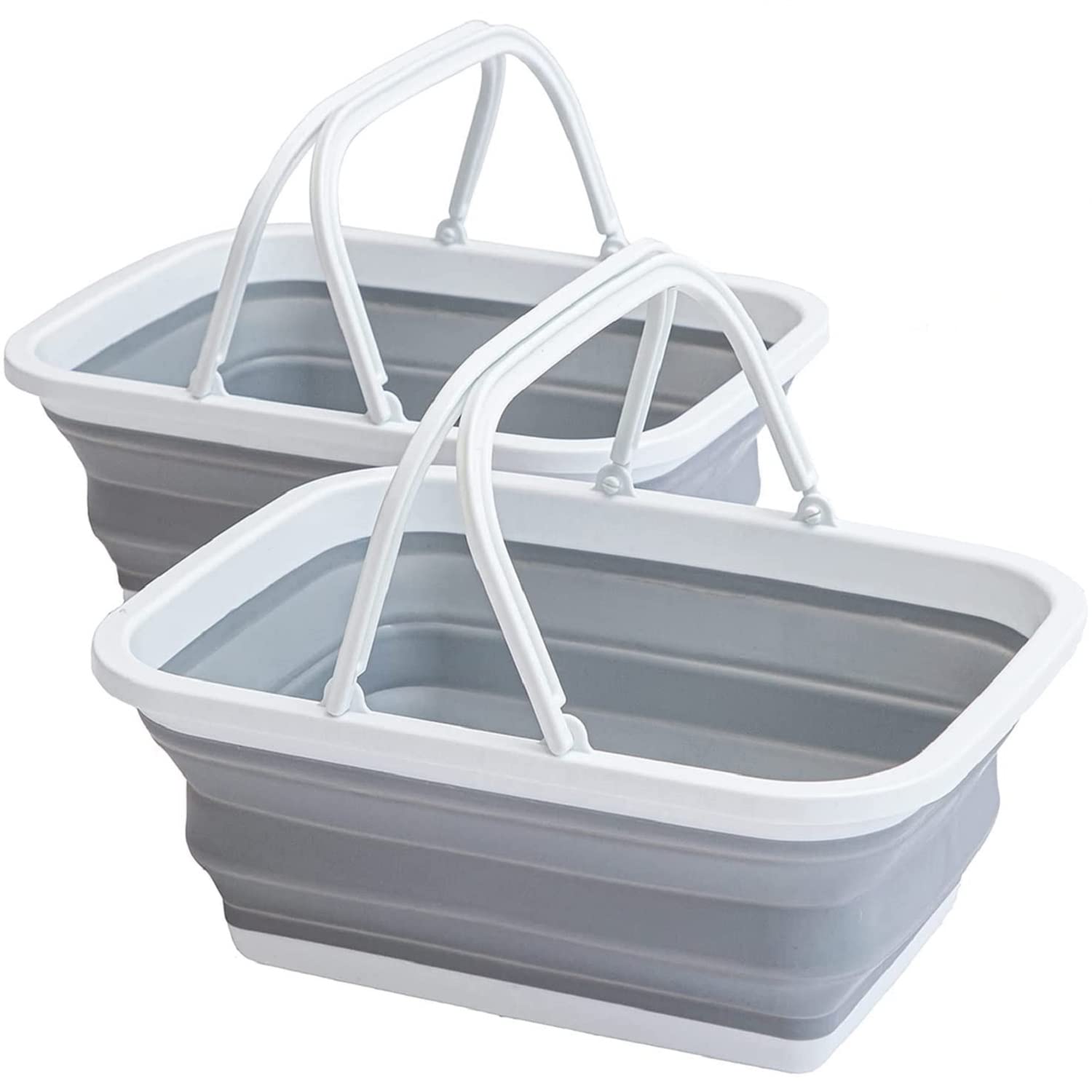Yeto Collapsible Sink 2 Pack Outdoor Camping Picnic Basket 8L/2Gal Lightweight Portable Foldable Dish Washing Basin/Bucket With 