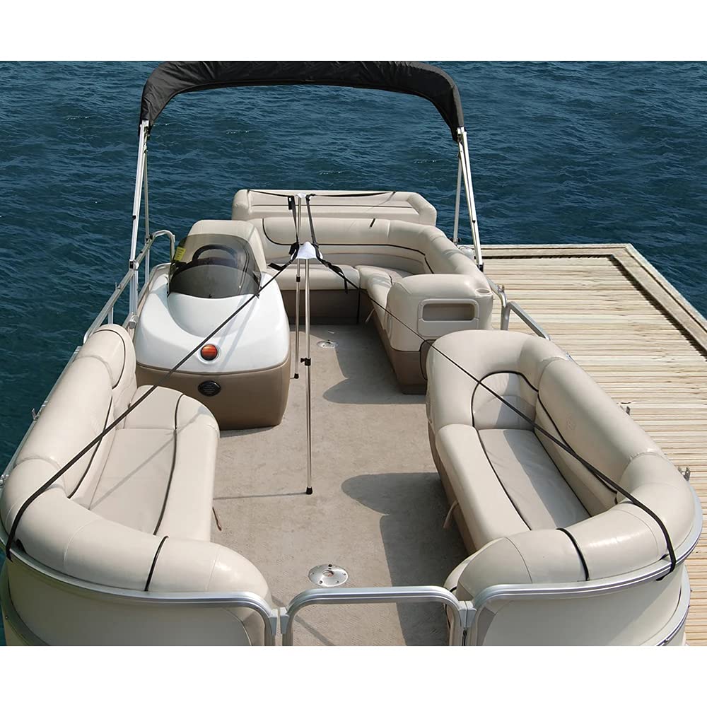 Taylor Made Pontoon Boat Cover Support System With Adjustable 27''-50'' Poles, 60' Of 1'' Polypropylene Webbing Strap, Quick-Rel