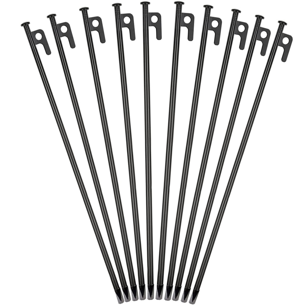 16Inch 10 Packs Extra Long Tent Stakes Heavy Duty, Large Camping Beach Canopy Stakes Metal Spikes Bell Tent Accessories