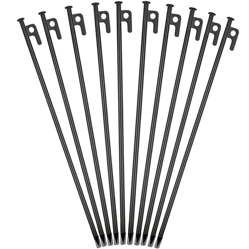 16Inch 10 Packs Extra Long Tent Stakes Heavy Duty, Large Camping Beach Canopy Stakes Metal Spikes Bell Tent Accessories