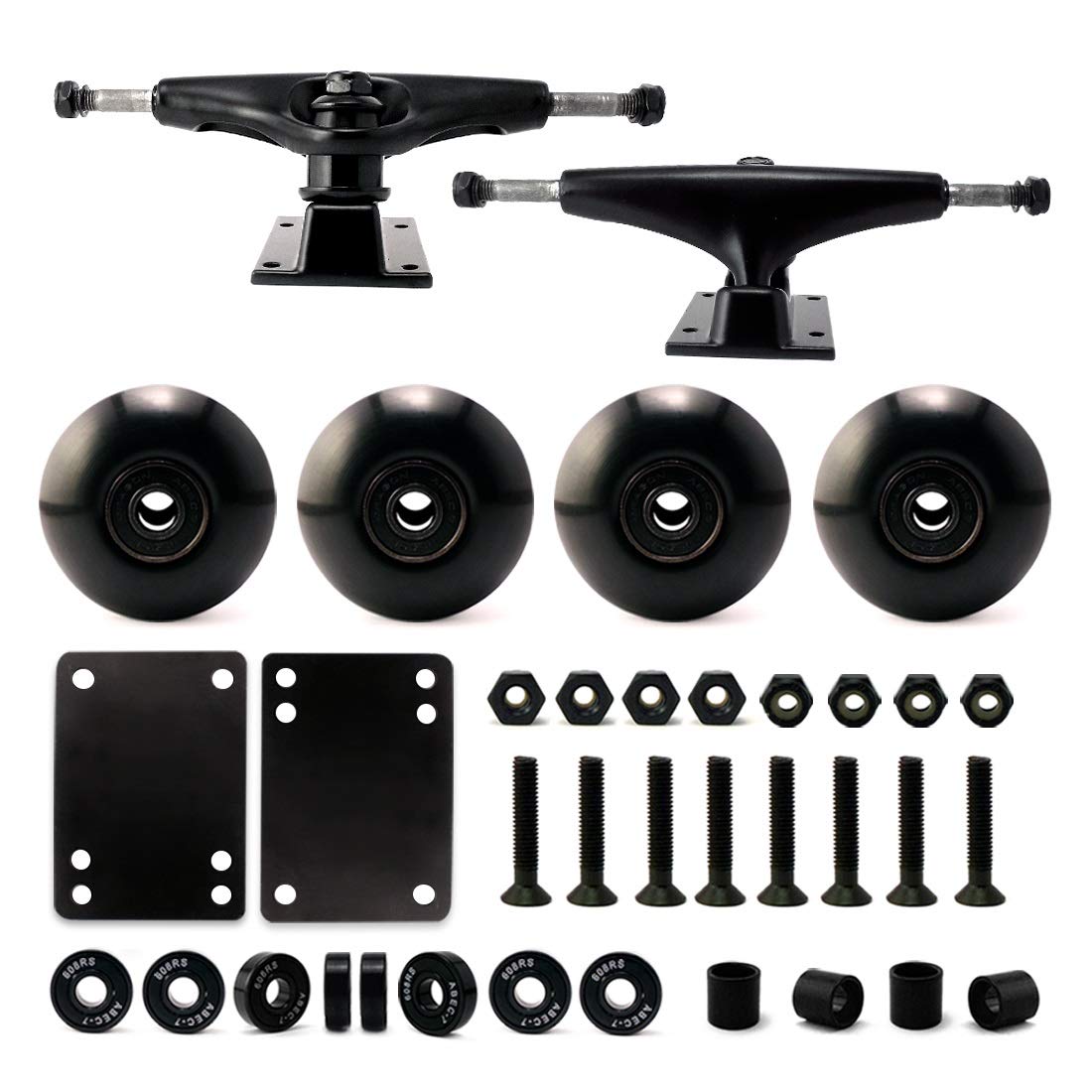 VJ 5.25 139mm Skateboard Trucks (Black), Skateboard Wheels 52mm, Skateboard Bearings, Skateboard Pads, Skateboard Hardware 1.25 