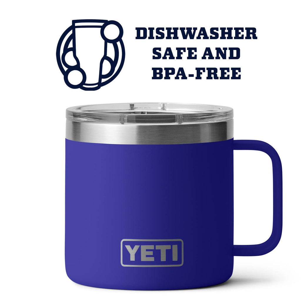 Yeti Stainless Steel Rambler Drinking_Cup, Vacuum Insulated, With Magslider Lid, 14 Ounces, Offshore Blue