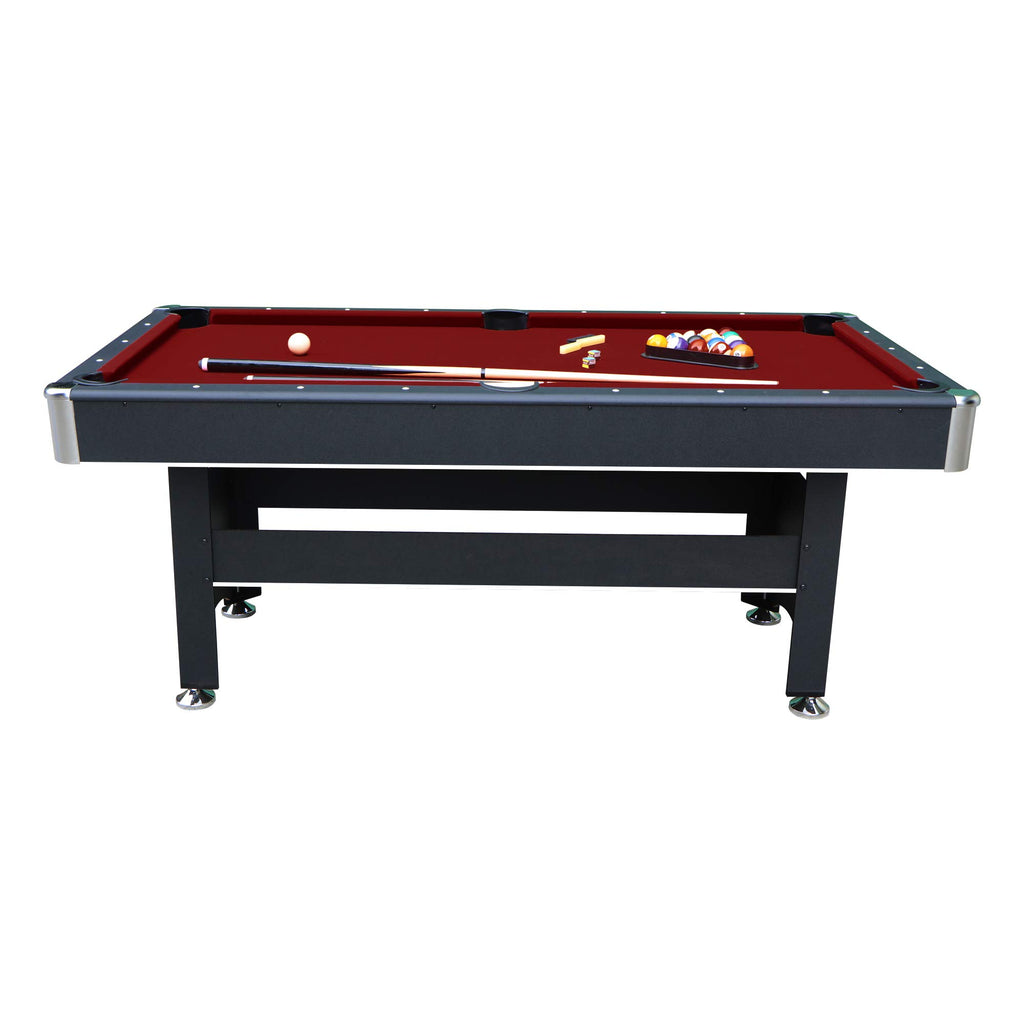 Spartan 6-Ft Pool Table With Table Tennis Top - Black With Red Felt