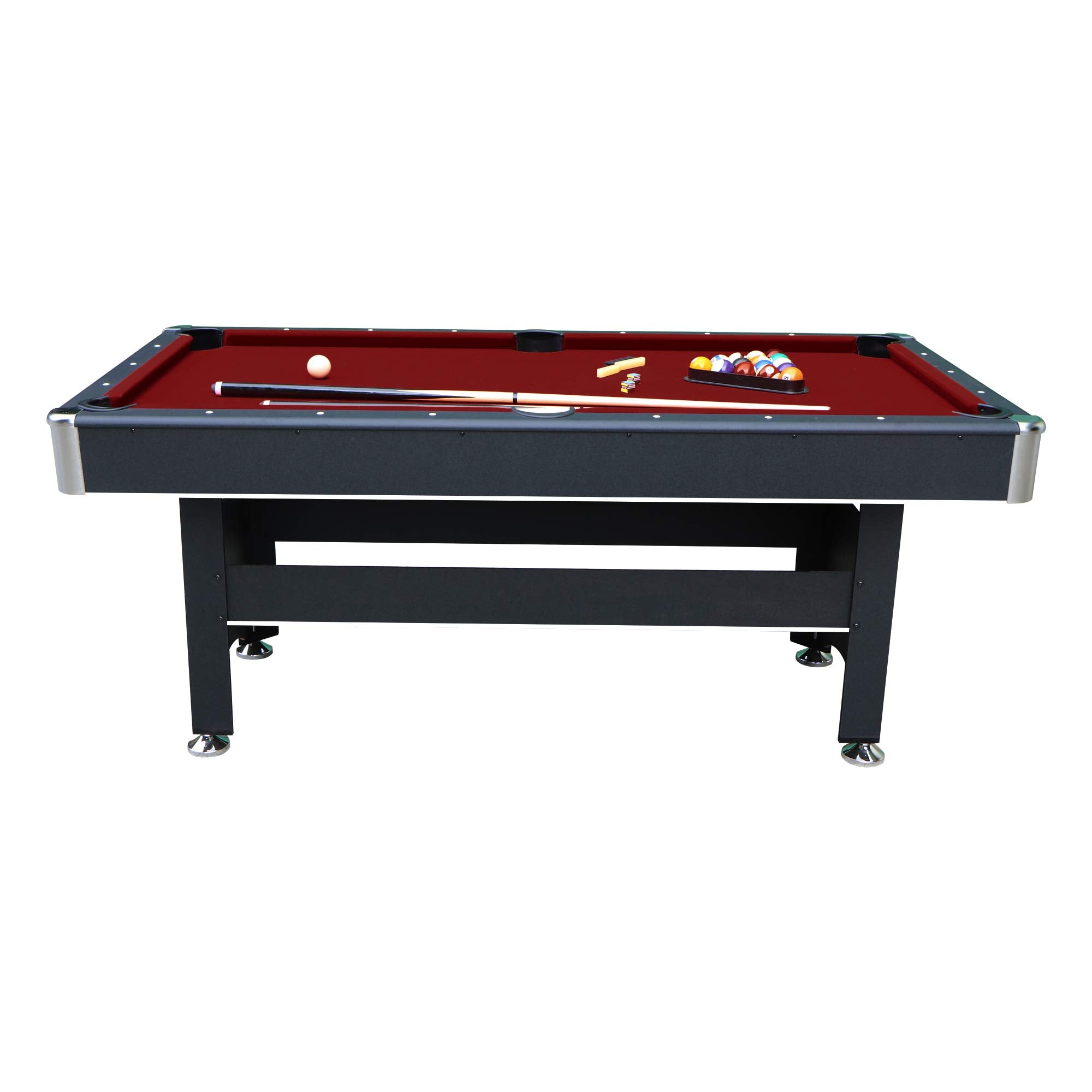 Spartan 6-Ft Pool Table With Table Tennis Top - Black With Red Felt