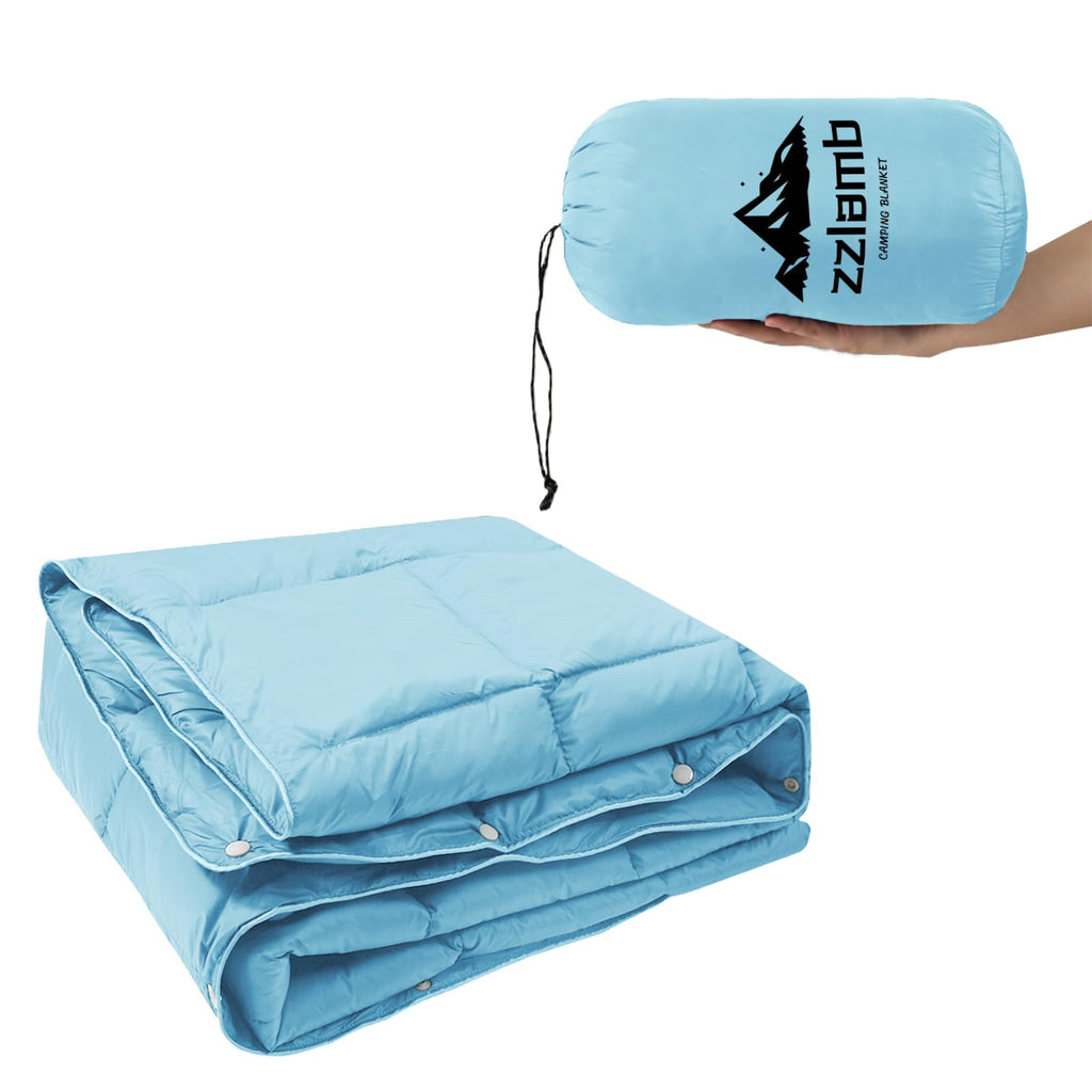 Zzlamb Puffy Camping Blanket Down Alternative Small Size For Kid, Lightweight Water-Repellent Throw Blanket Compact, Portable Wa
