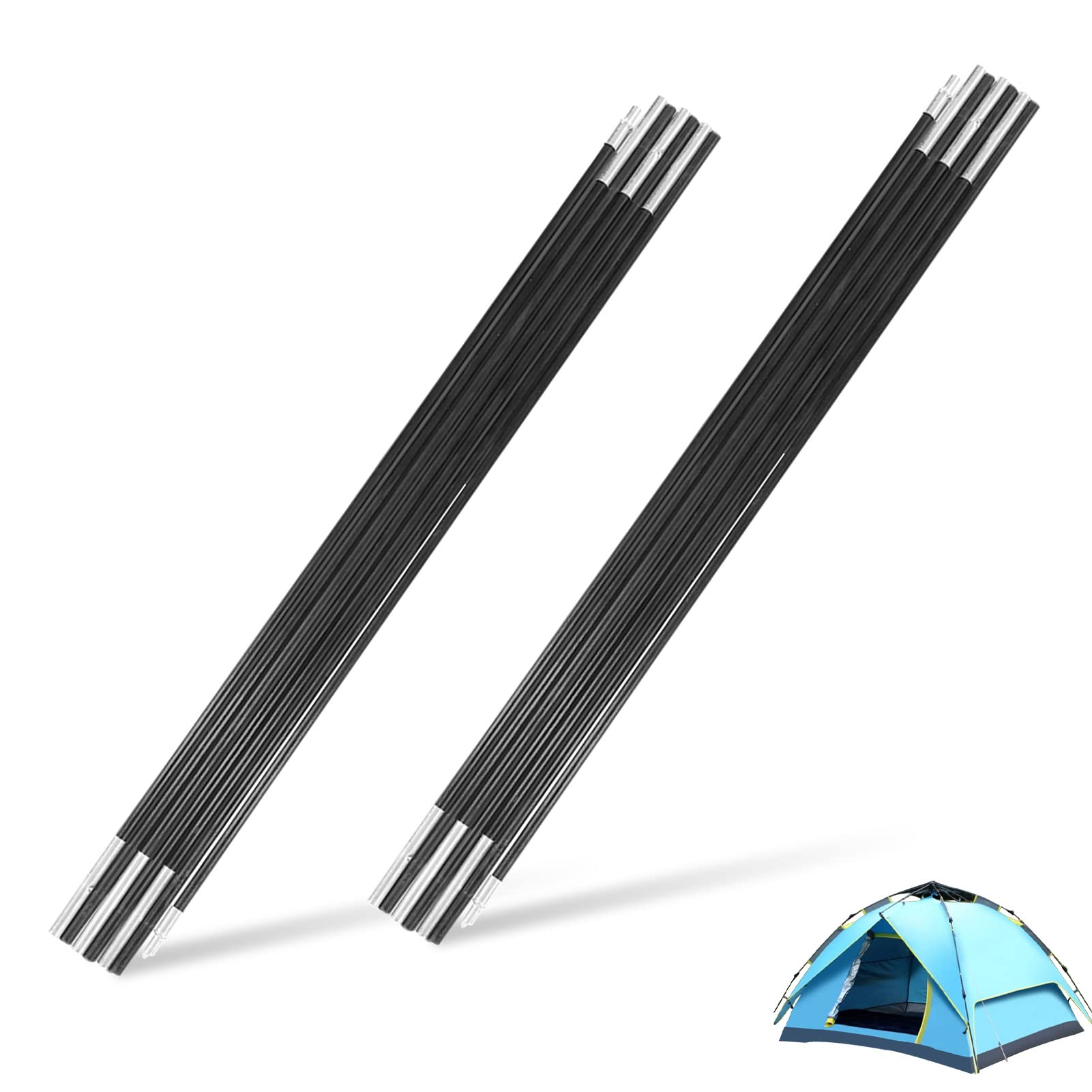 Tent Replacement Pole, 4M Camping Tent Poles Replacement For 3-4 People Fiberglass Camping Tent Pole Bars Outdoor Support Rods A
