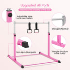Safly Fun Gymnastics Bar For Kids Ages 3-15 For Home - Steady Steel Construction, Anti-Slip, Easy To Assemble, 3' To 5' Adjustab