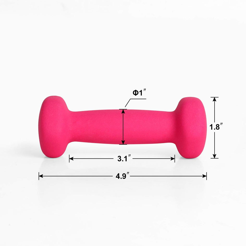 Lionscool Neoprene Coated Dumbbell Weights (Rose Pink 1Lb Pair)