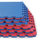 Xspec 1 Extra Thick 48 Sq Ft Reversible Eva Gym Foam Floor Mat Tiles (24 X 24), Steel Pattern, 12 Pcs, Blue  Red