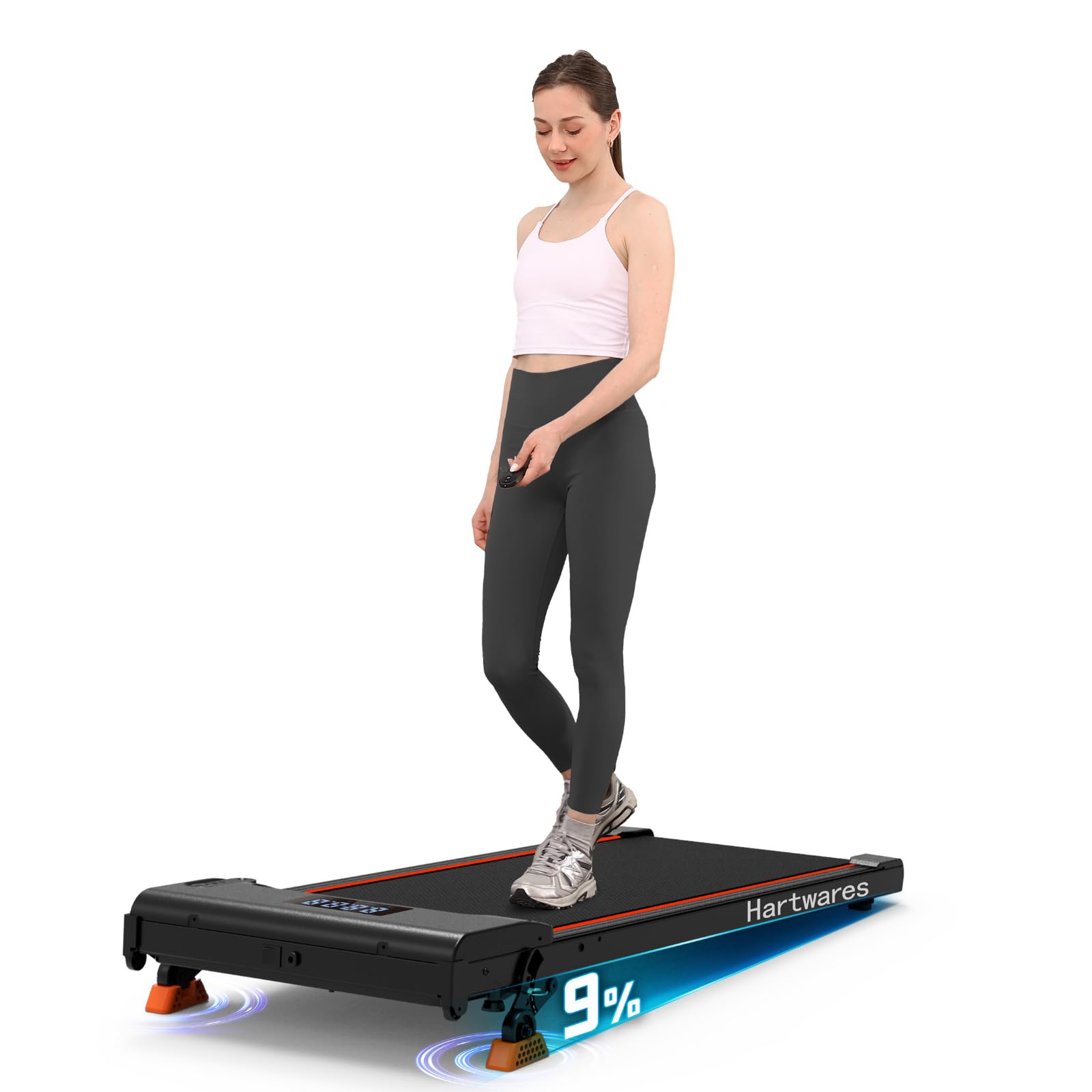 Hartwares Walking Pad Treadmill With 9% Incline, 2.5Hp Quiet Treadmills For Home Office Small, Portable Walking Pad With 265Lb C