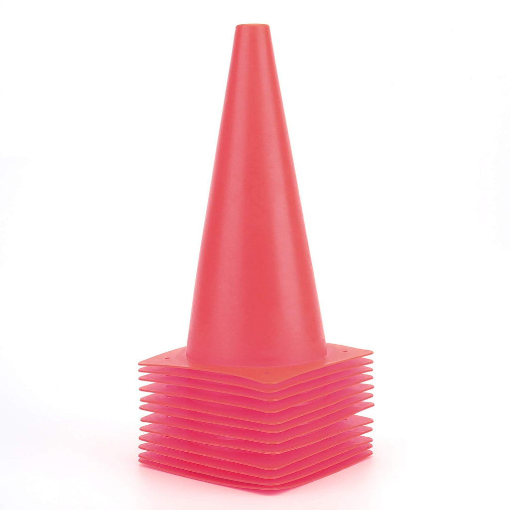 12 Inch Red Traffic Training Cones, Plastic Safety Parking Cones, Agility Field Marker Cones For Soccer Basketball Football Dril