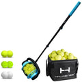 Hnjasnee Tennis Ball Pickleball Collector Roller, Quick Rolling Picker for Tennis Balls (Hoper and Bag)