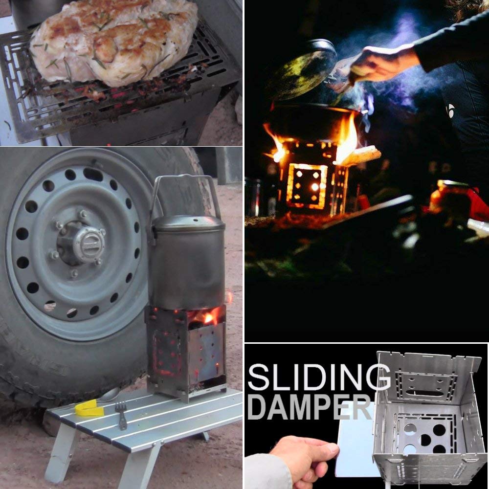 Firebox Bushcraft Camp Stove Kit - Wood Burning/Multi Fuel - Collapsible/Folding - Portable Campfire - Model Gen 2 5 Inch / G2-5