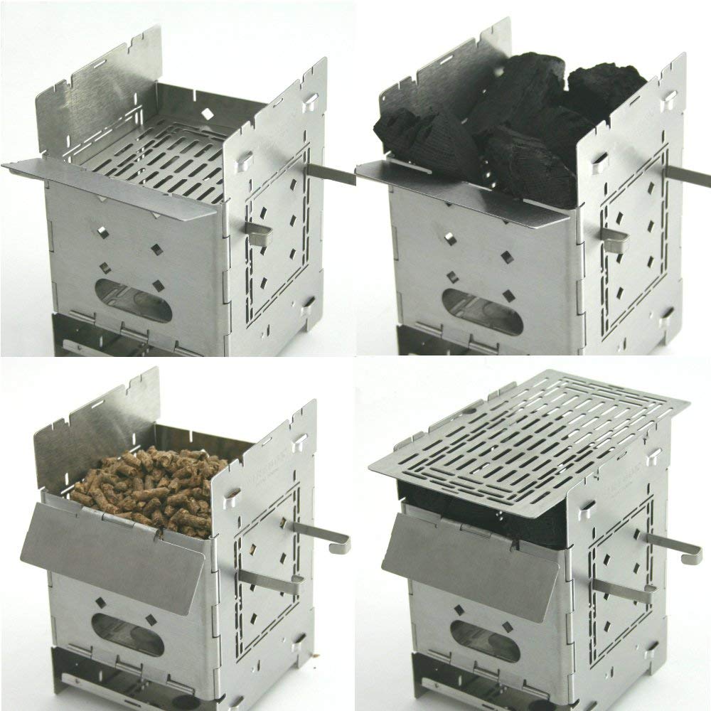 Firebox Bushcraft Camp Stove Kit - Wood Burning/Multi Fuel - Collapsible/Folding - Portable Campfire - Model Gen 2 5 Inch / G2-5