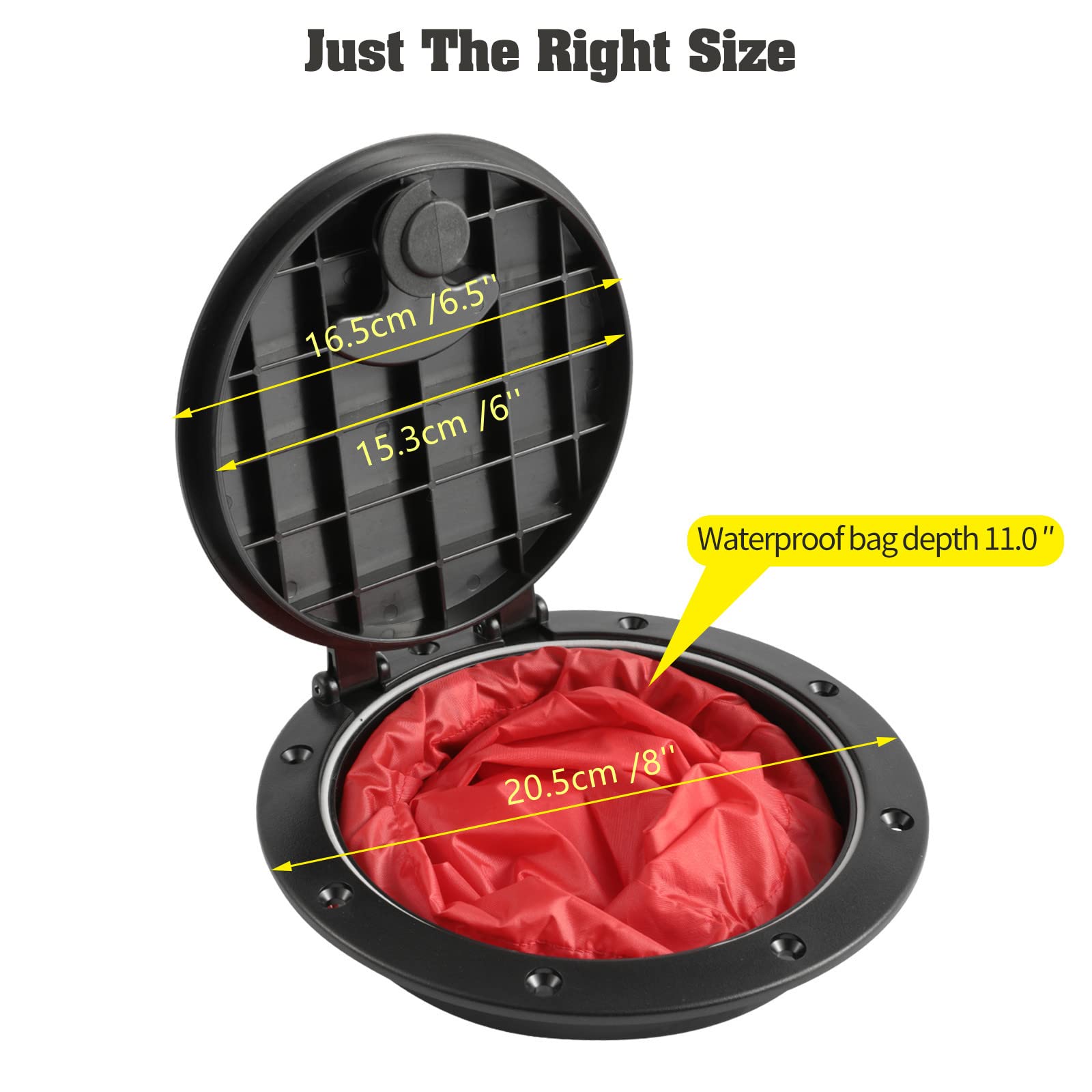 Anndason 2 Pcs 6'' Black Deck Plate Kit Deck Hatch With Storage Bag For Fishing Kayak Boating