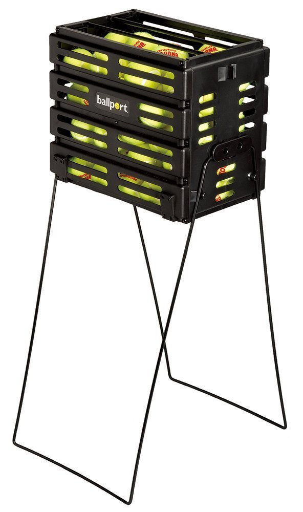 Tourna Ballport Tennis Ball Hopper Holds 80 Balls Durable And Lightweight - Black