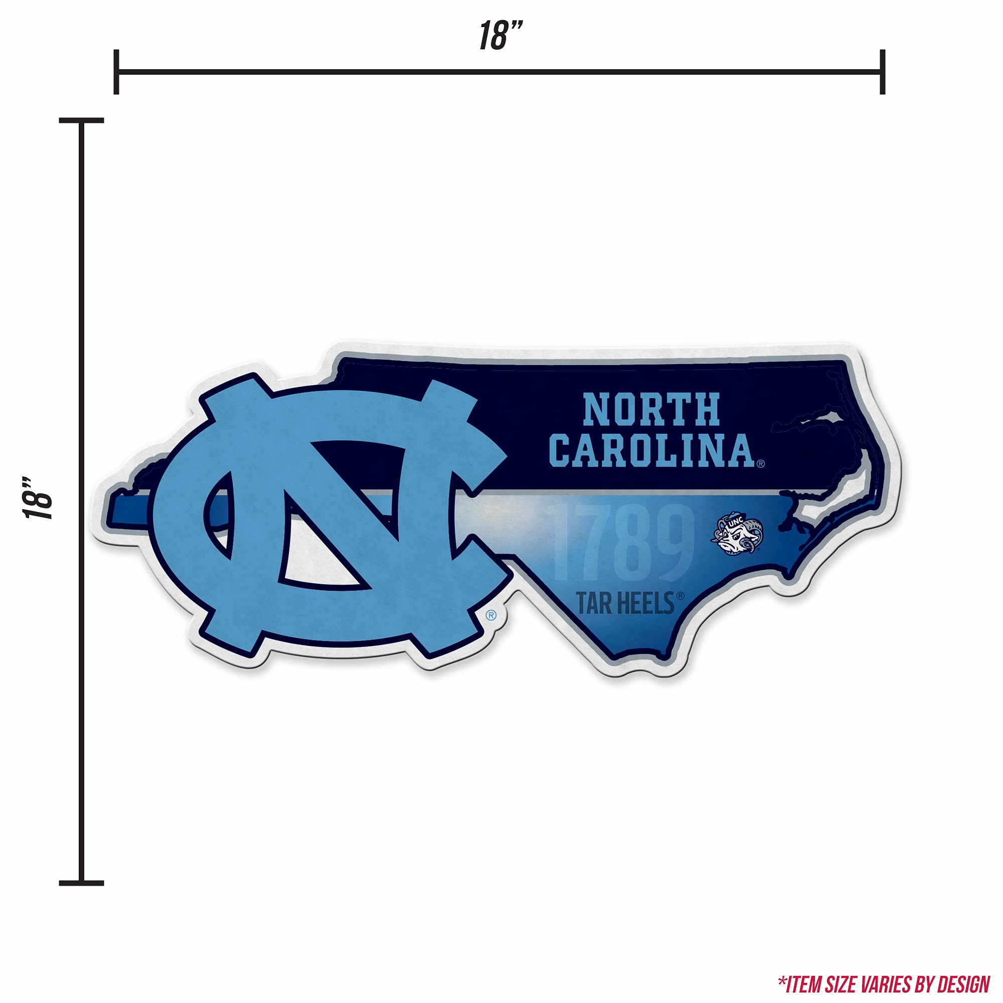 Rico Industries Ncaa North Carolina Tar Heels State Shape Shape Cut Pennant - Home And Living Room D  Cor - Soft Felt Ez To Hang