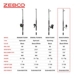Zebco Bite Alert Spinning Reel And Fishing Rod Combo, 7-Foot 2-Piece Fiberglass Fishing Pole, Extended Eva Handle, Size 60 Reel,
