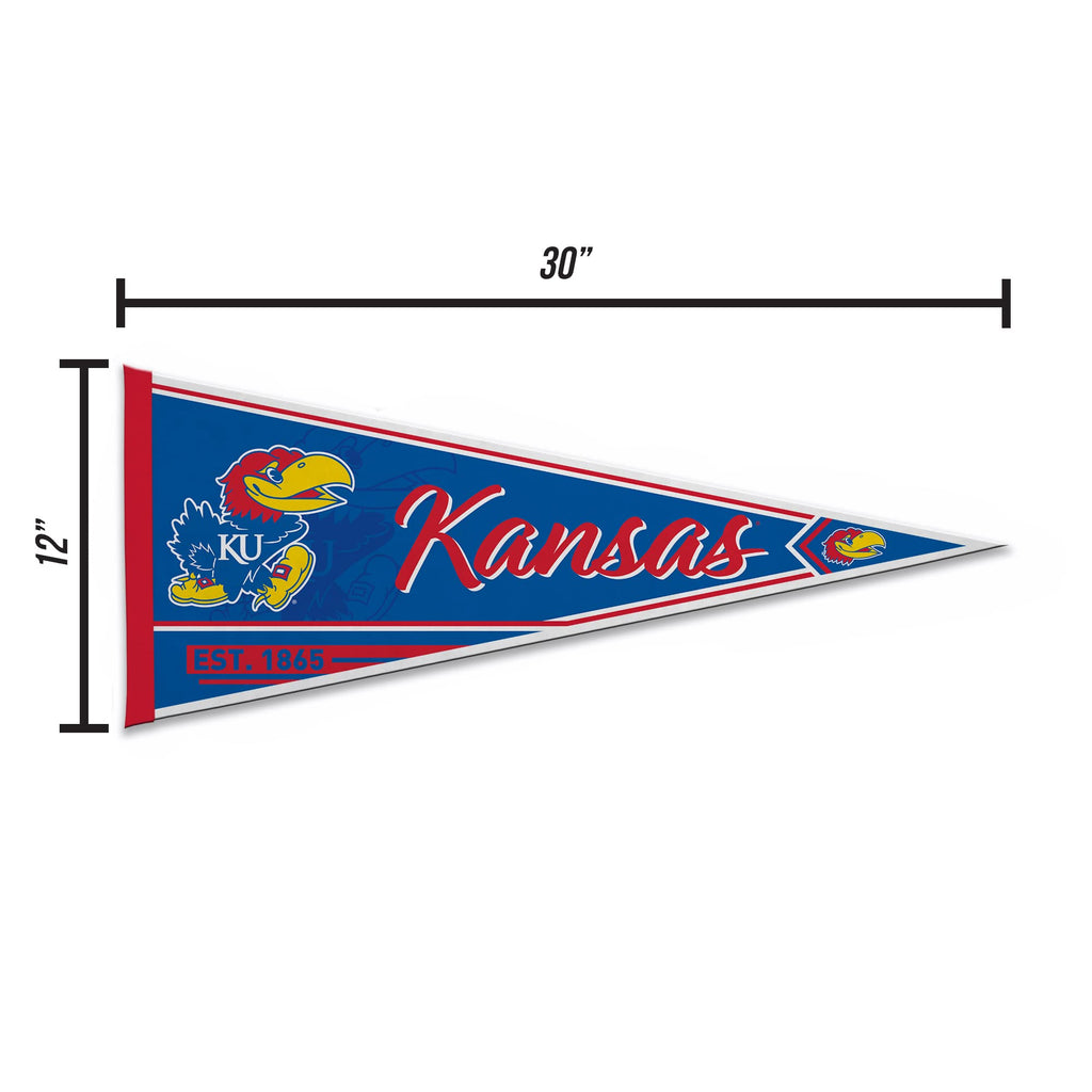 Rico Industries Ncaa Kansas Jayhawks Classic 12'' X 30'' Felt Wall D  Cor Pennant - Great For Home/Bed Room/Man Cave D  Cor