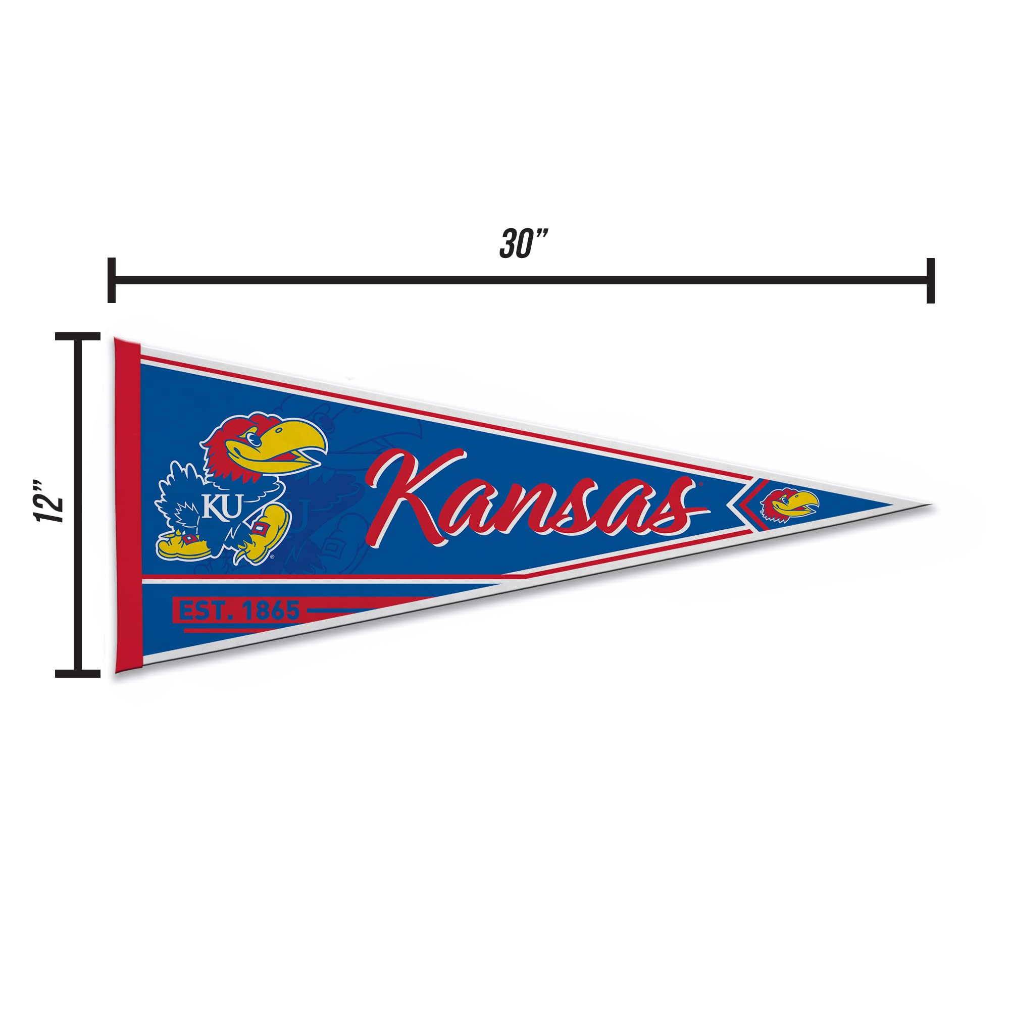 Rico Industries Ncaa Kansas Jayhawks Classic 12'' X 30'' Felt Wall D  Cor Pennant - Great For Home/Bed Room/Man Cave D  Cor
