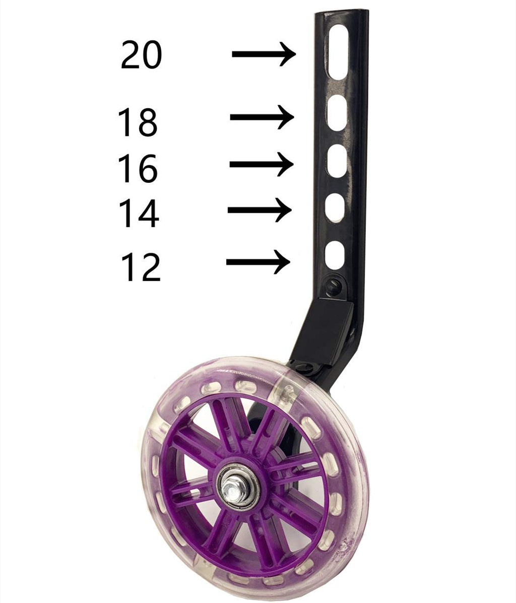 Yjia A Pair Of Children'S Bicycle Riding Flash Silent Training Wheels, Suitable For 12-20 Inch Single Speed Bicycles (Purple)