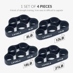 (4 Pack) Hand Grip Strengthener Trainer Kit Forearm Therapy Workout Grip Grip Ring, Finger Exerciser, Hand Exerciser & Stress Re