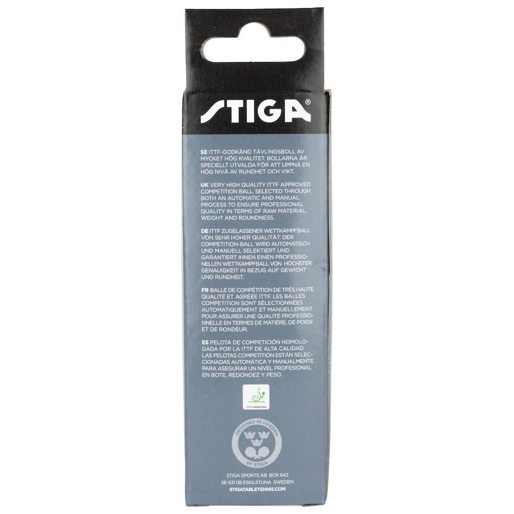Stiga Unisexs White Perform 3-Star Abs 3-Pack, One Size
