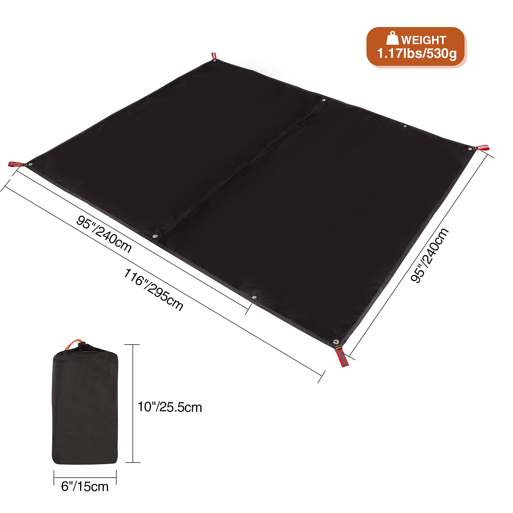 Redcamp Ultralight Tent Footprint - 95 '' X116 ' ', 4 In 1 Multifunctional Waterproof Camping Tent Tarp For Camping, Hiking And