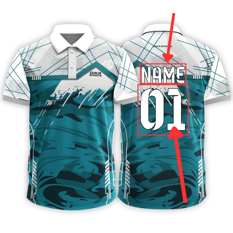 Dika Sports Name And Number Jersey Cricket TShirt Short Sleeve Dryfit Tshirt For Mencricket Jersey For Men | 2 Year To 5Xl Ocea