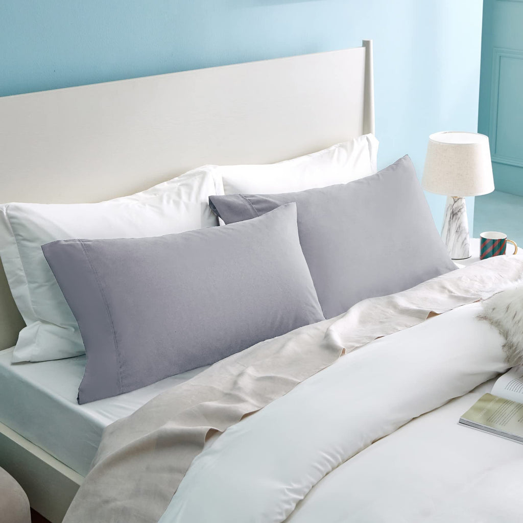 Bedsure Queen Pillowcases Set Of 2 - Silver Grey Pillow Cases Queen Size 2 Pack 20 X 30 Inches, Brushed Microfiber, Pillow Case
