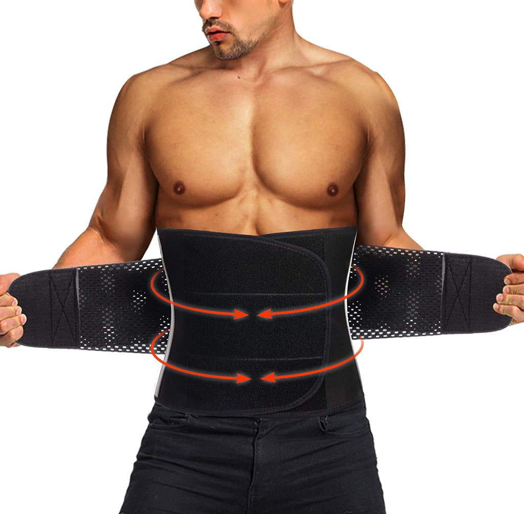 Tailong Neoprene Waist Trimmer Ab Belt For Men Weight Loss Trainer Corset Slimming Body Shaper Workout Sauna Hot Sweat Band (Bla