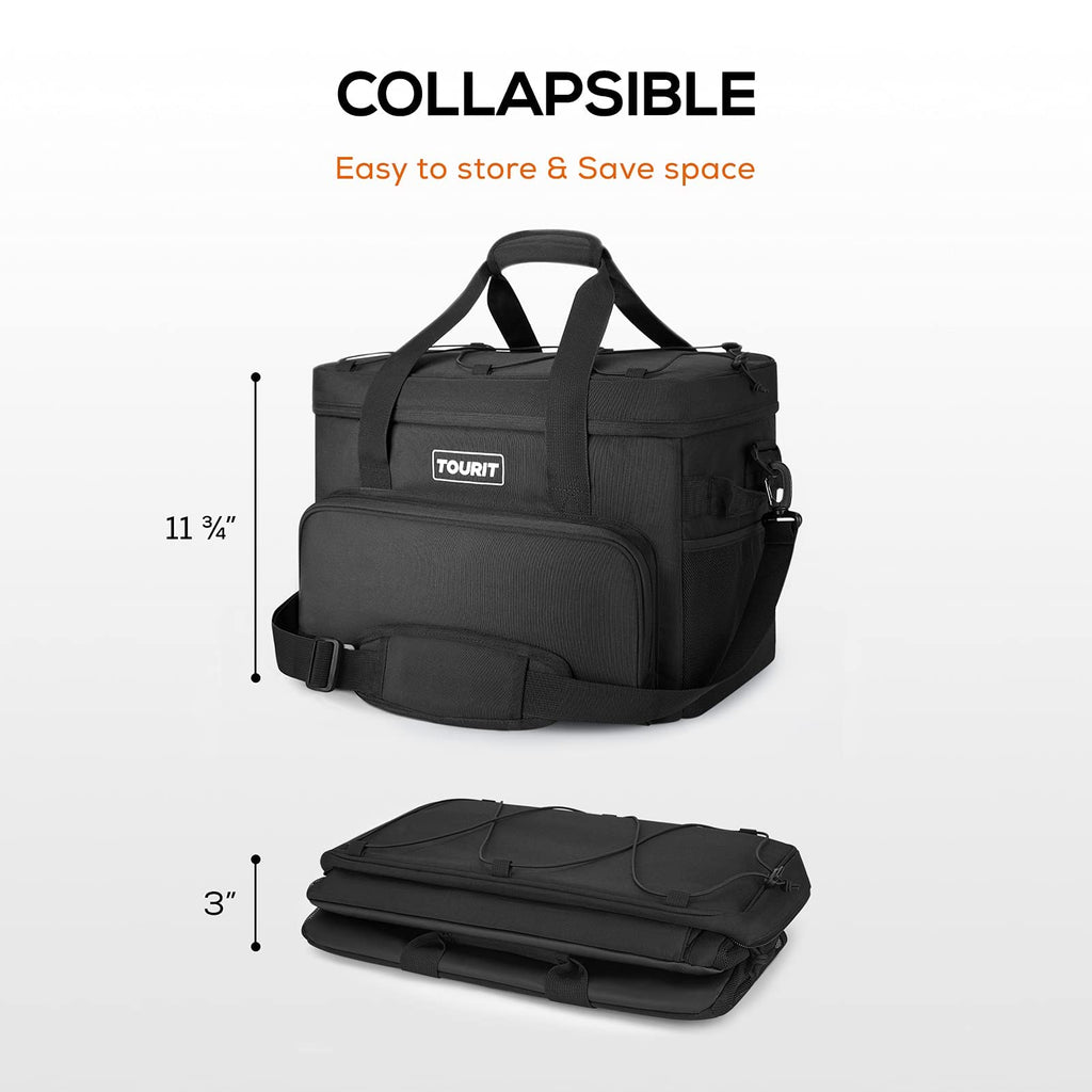 Tourit Cooler Bag 46-Can Insulated Soft Cooler Portable Cooler Bag 32L Lunch Coolers For Picnic, Beach, Work, Trip, Black