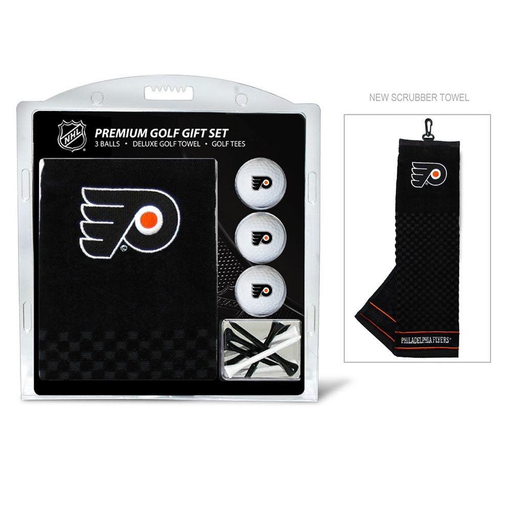 Team Golf Nhl Philadelphia Flyers Gift Set: Embroidered Golf Towel, 3 Golf Balls, And 14 Golf Tees 2-3/4'' Regulation, Tri-Fold