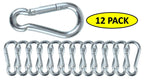 Branded Boards Black & Silver Heavy Duty Zinc-Galvanized Steel Carabiner Spring Snap Clip Link Hooks. 200-400Lb Load. 6 Packs, 1